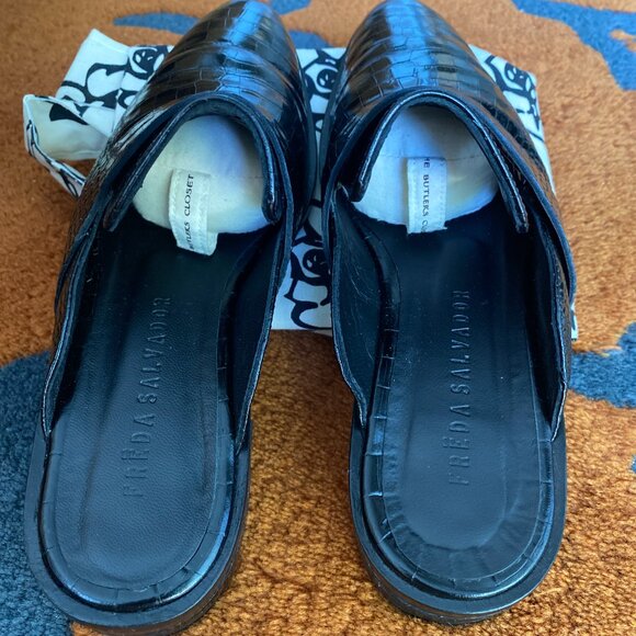 Freda Salvador Keen Black Croc Mules 7.5 - Picture 2 of 12